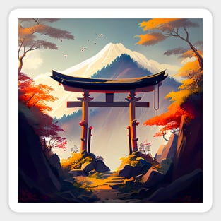 Japanese Torii in Autumn Mountain Sticker